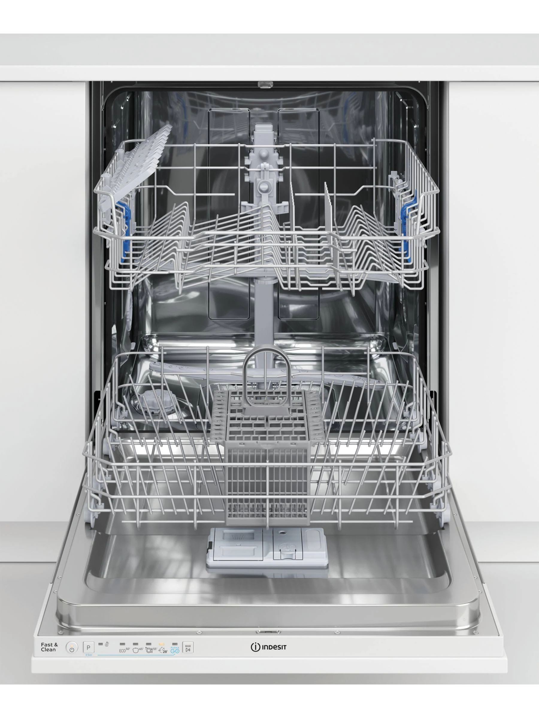 Indesit Integrated Dishwasher 600mm Full Size, White Colour - DIE 2B19 UK